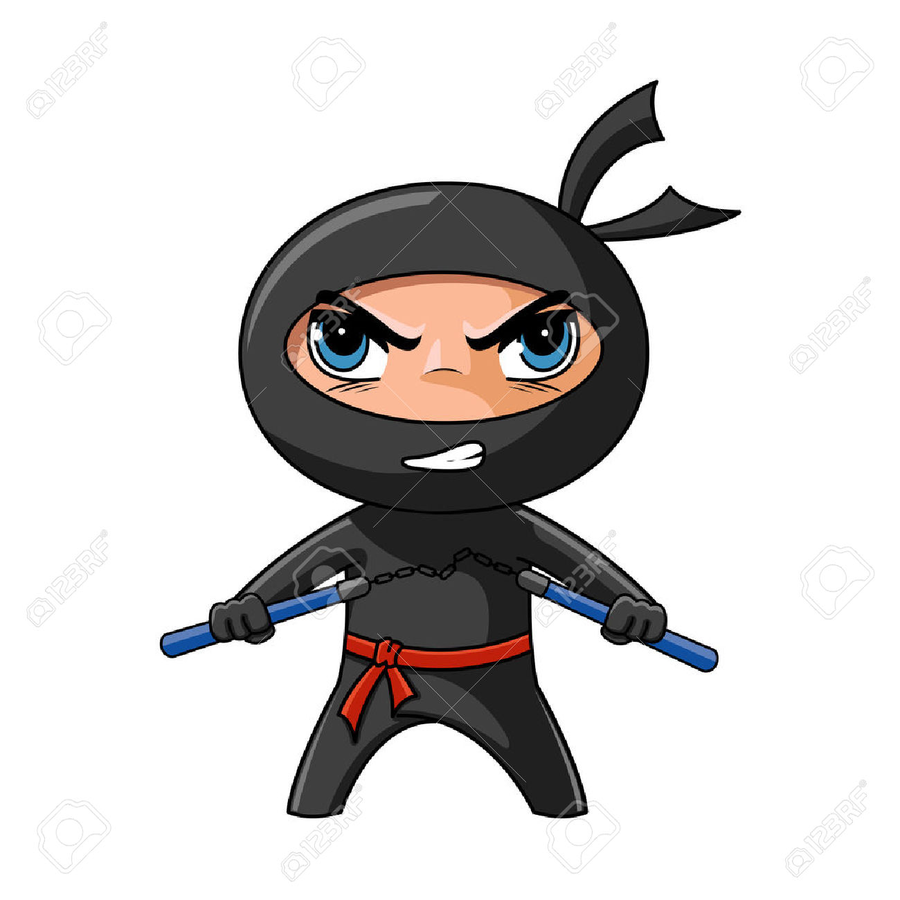 Ninja, Man, Cartoon, Sword, W