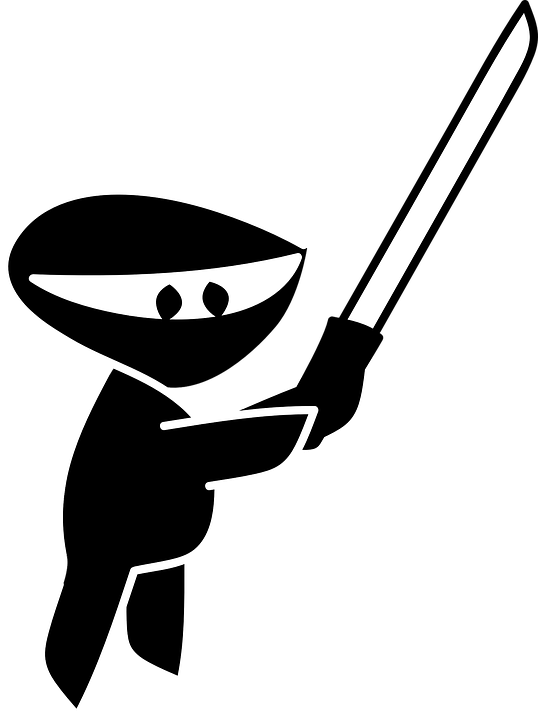 Ninja, Cute, Sword, Silhouette, Black, Warrior, Mask - Cute Ninja, Transparent background PNG HD thumbnail