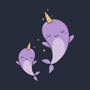 Cute Kawaii Narwhals Swimming T Shirt - Cute Pictures Of Whales, Transparent background PNG HD thumbnail