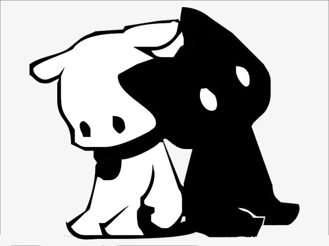 Creative Cartoon Dog Puppies,black And White Dog, Cute Puppy Pictures, Creative Cartoon - Cute Puppies Black And White, Transparent background PNG HD thumbnail