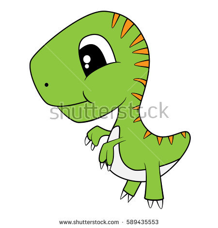 Illustration Of Cute Cartoon Of Green Baby T Rex Dinosaur. Vector Eps 8. - Cute T Rex, Transparent background PNG HD thumbnail