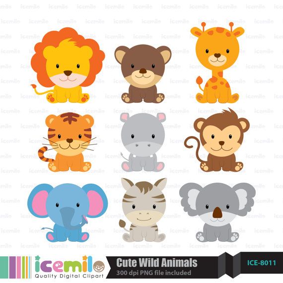 Cute Wild Animal Png - This Digital Clipart Set Including 9 Cute Wild Animals. Each Clipart Saved Separately As A, Transparent background PNG HD thumbnail