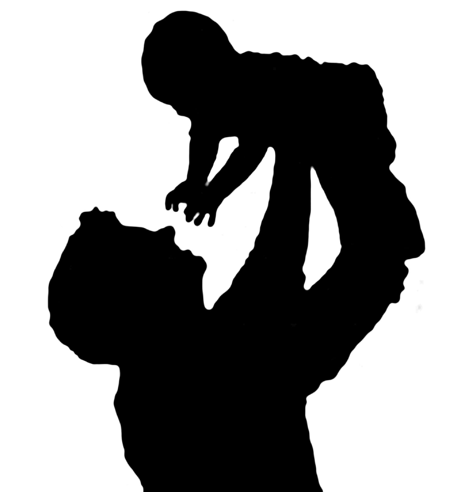 Silhouette Of A Father Holding His Child - Dad And Baby, Transparent background PNG HD thumbnail