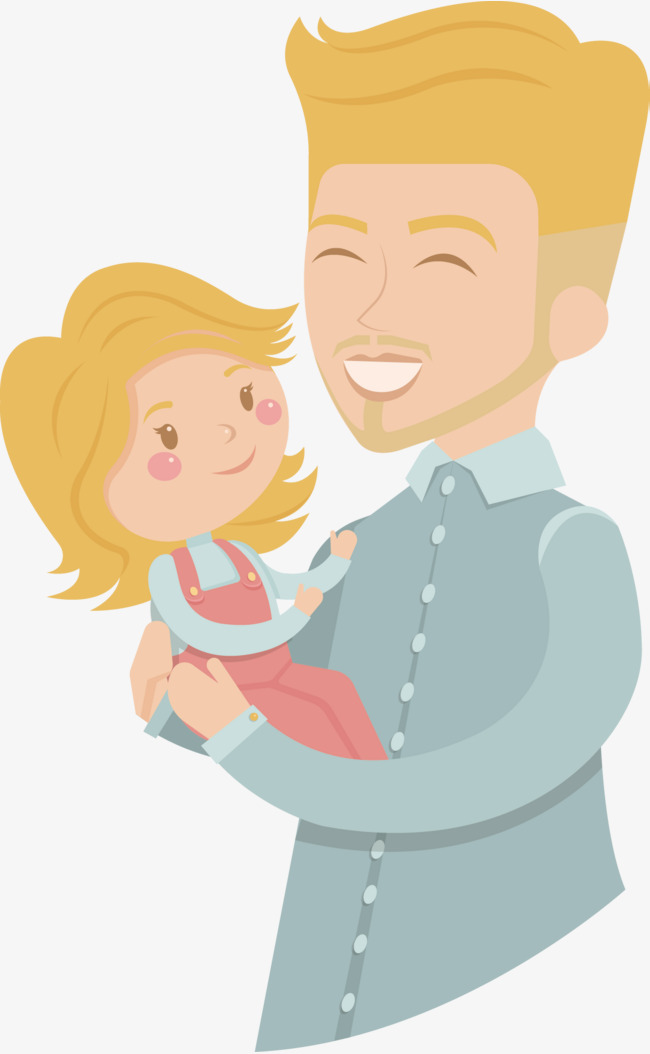 Blonde Dad And His Daughter, Milk Daddy, Daughter Control, Cartoon Characters Free Png And Vector - Dad And Daughter, Transparent background PNG HD thumbnail