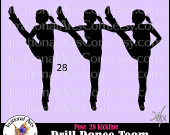 Drill Dance Team Silhouettes Pose 28 Kickline   With 1 Eps U0026 Svg Vinyl Ready Files - Dance Team Kickline, Transparent background PNG HD thumbnail
