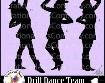Drill Dance Team Silhouettes Set 5   With 3 Eps U0026 Svg Vinyl Ready Files And - Dance Team Kickline, Transparent background PNG HD thumbnail