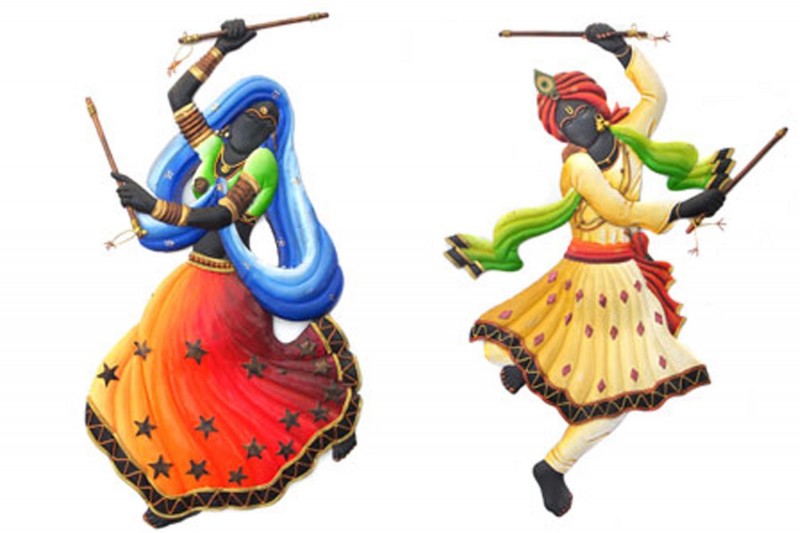 Dandiya Dancing Couple | Craft By Artist Handicrafts | Wrought Iron - Dandiya, Transparent background PNG HD thumbnail