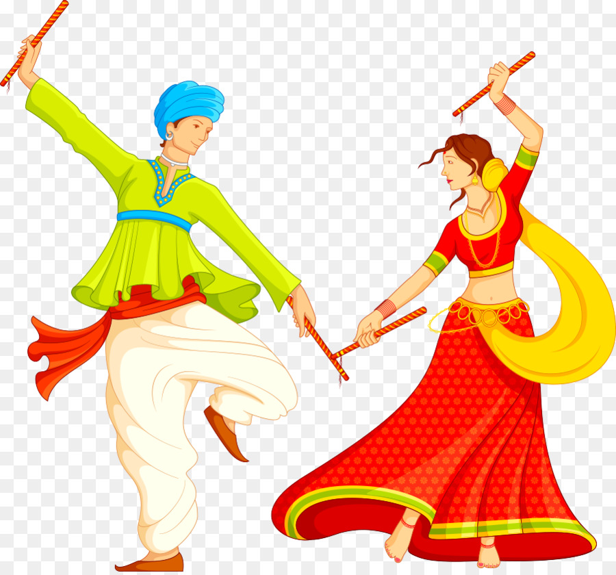 Garba Dandiya Raas Clip Art   Indian Dance Vector - Dandiya, Transparent background PNG HD thumbnail