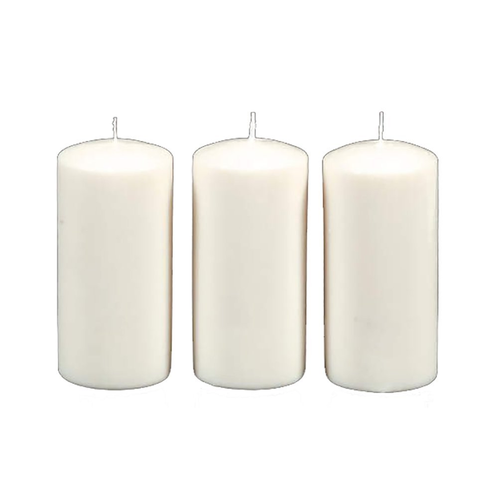 Darice 3 Piece Unscented Pillar Candles, 3 Inch By 6 Inch, White - Church Candles, Transparent background PNG HD thumbnail