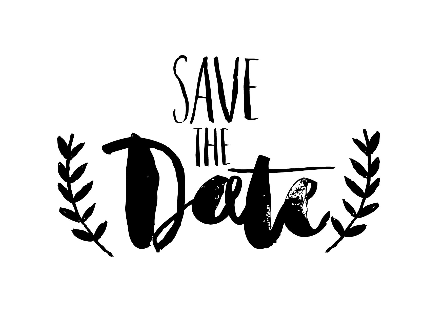 Save The Date Png Black And White Hdpng Pluspng.com 1754   Save The - Date Black And White, Transparent background PNG HD thumbnail