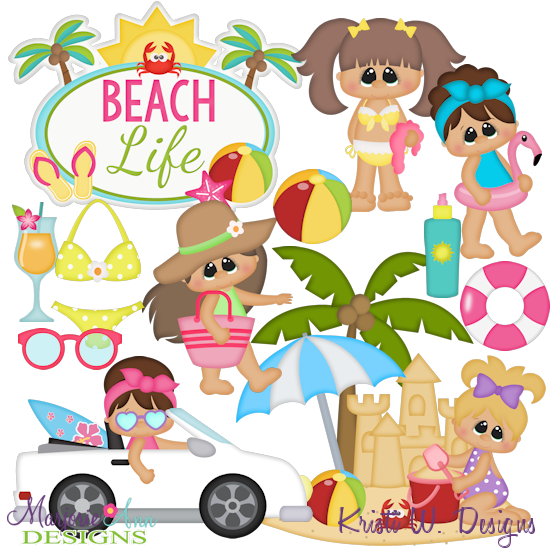 Day At The Beach~Girls Svg Mtc Png Plus Jpg Cut Out Sheet - Day At The Beach, Transparent background PNG HD thumbnail