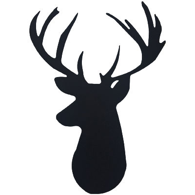 Deer Head Black Metal Wall Sign Decor - Deer Head Black And White, Transparent background PNG HD thumbnail