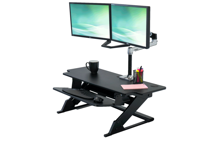 Imovr Ziplift Hd Stand Up Desk Converter Review   Computer Desk Png Hd - Desk, Transparent background PNG HD thumbnail