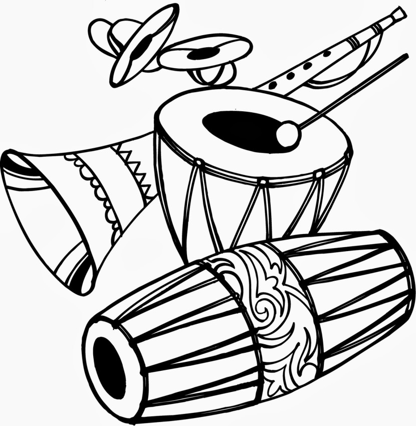Dhol Clipart Black And White 1 - Dhol Black And White, Transparent background PNG HD thumbnail