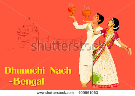 Vector Design Of Couple Performing Dhunuchi Dance Of Bengal, India - Dhunuchi, Transparent background PNG HD thumbnail