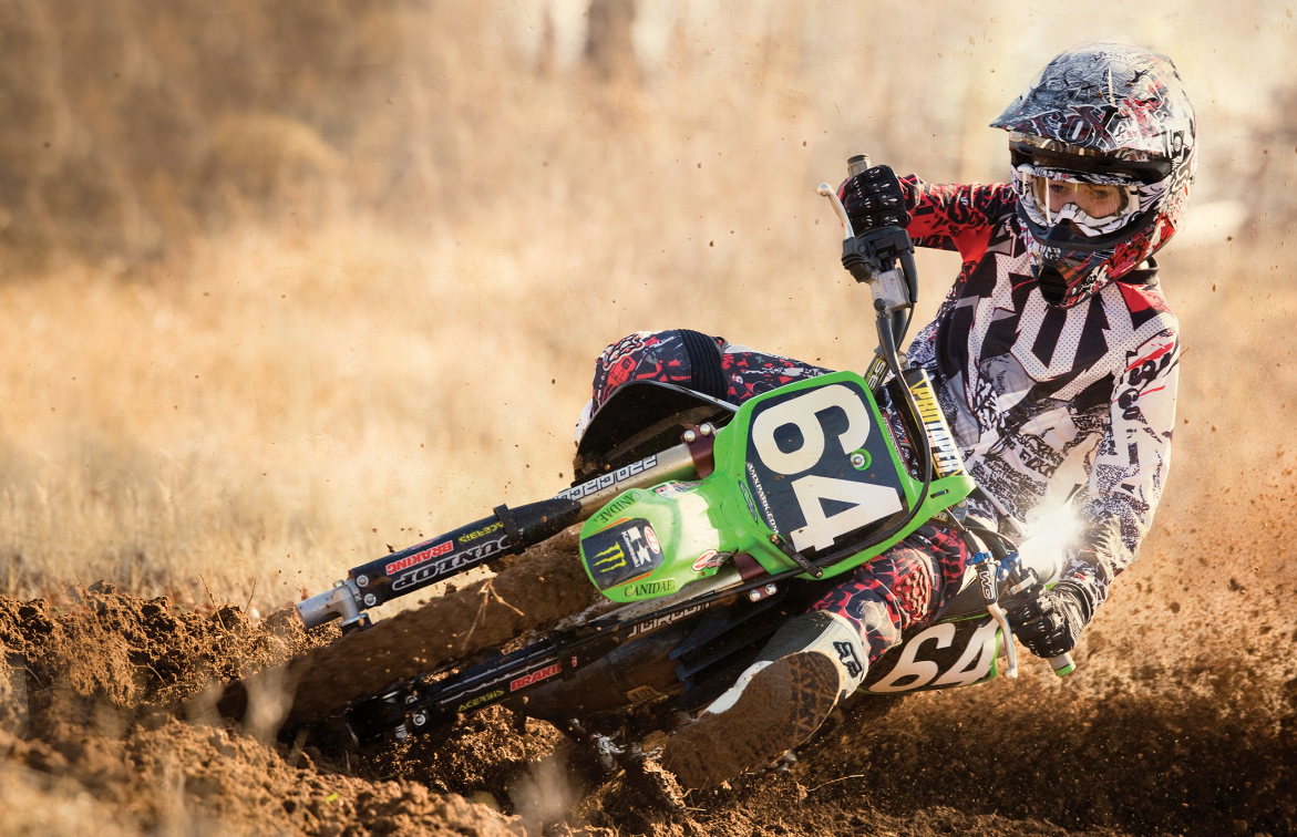 A Youth Motocross Racer Outfitted In Fox Gear On A Kawasaki Dirt Bike - Dirt Bike, Transparent background PNG HD thumbnail