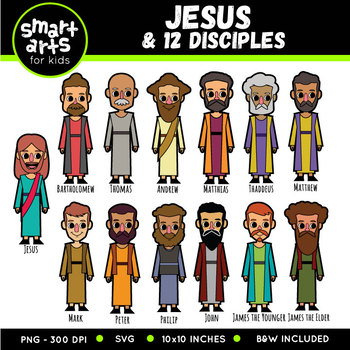 Jesus And 12 Disciples Clip Art Set With Names - Disciples, Transparent background PNG HD thumbnail