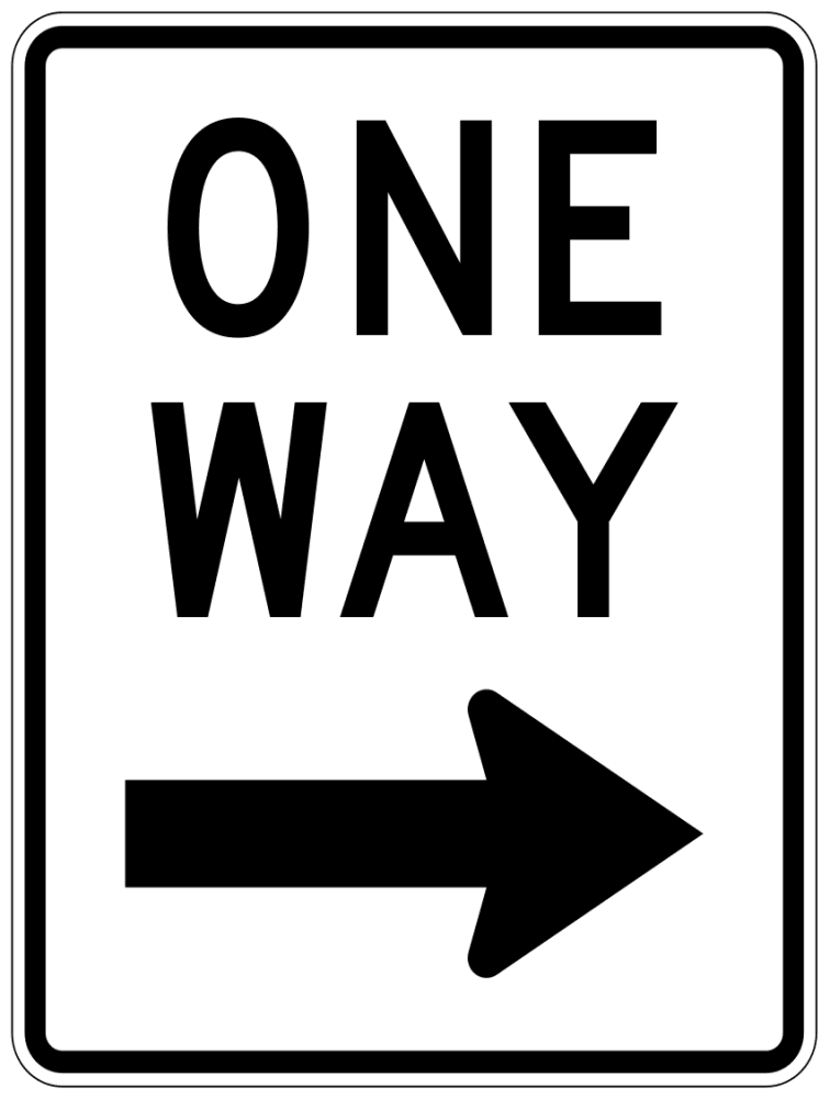 One Way Road Sign - Doe Black And White, Transparent background PNG HD thumbnail