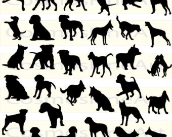 Dog paw print silhouette clip