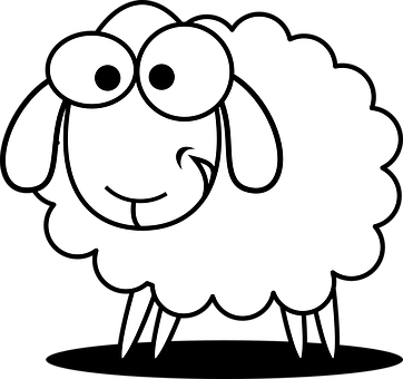 Sheep Animal Farm Agriculture Cute Funny S - Domestic Animals Black And White, Transparent background PNG HD thumbnail