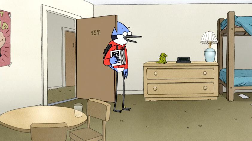 S6E27.057 Mordecai Returning To His Dorm Room.png - Dorm, Transparent background PNG HD thumbnail