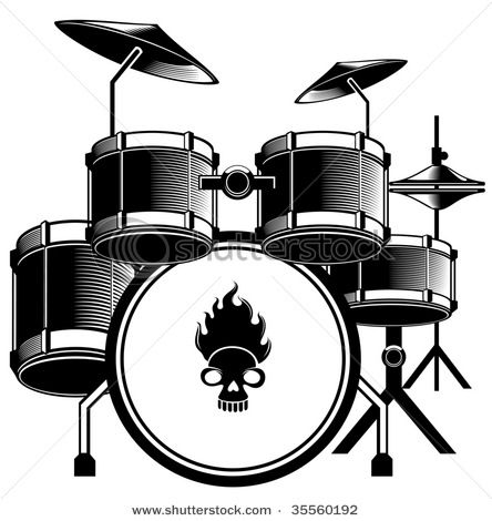 Drum Set Png Black And White Hdpng.com 444 - Drum Set Black And White, Transparent background PNG HD thumbnail