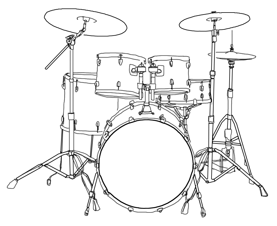 Drum Set PNG Black And White - File:Drum Kit Illustra