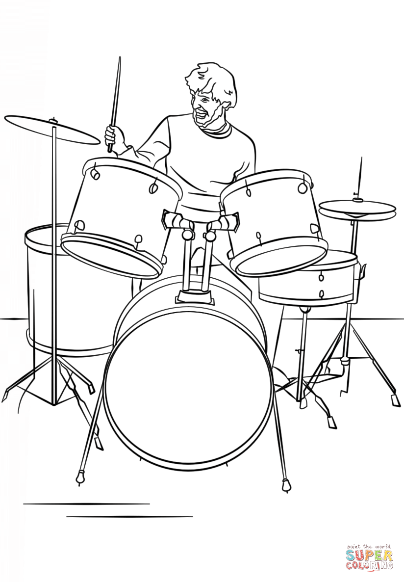 Drum Set PNG Black And White - Full Size  Coloring 