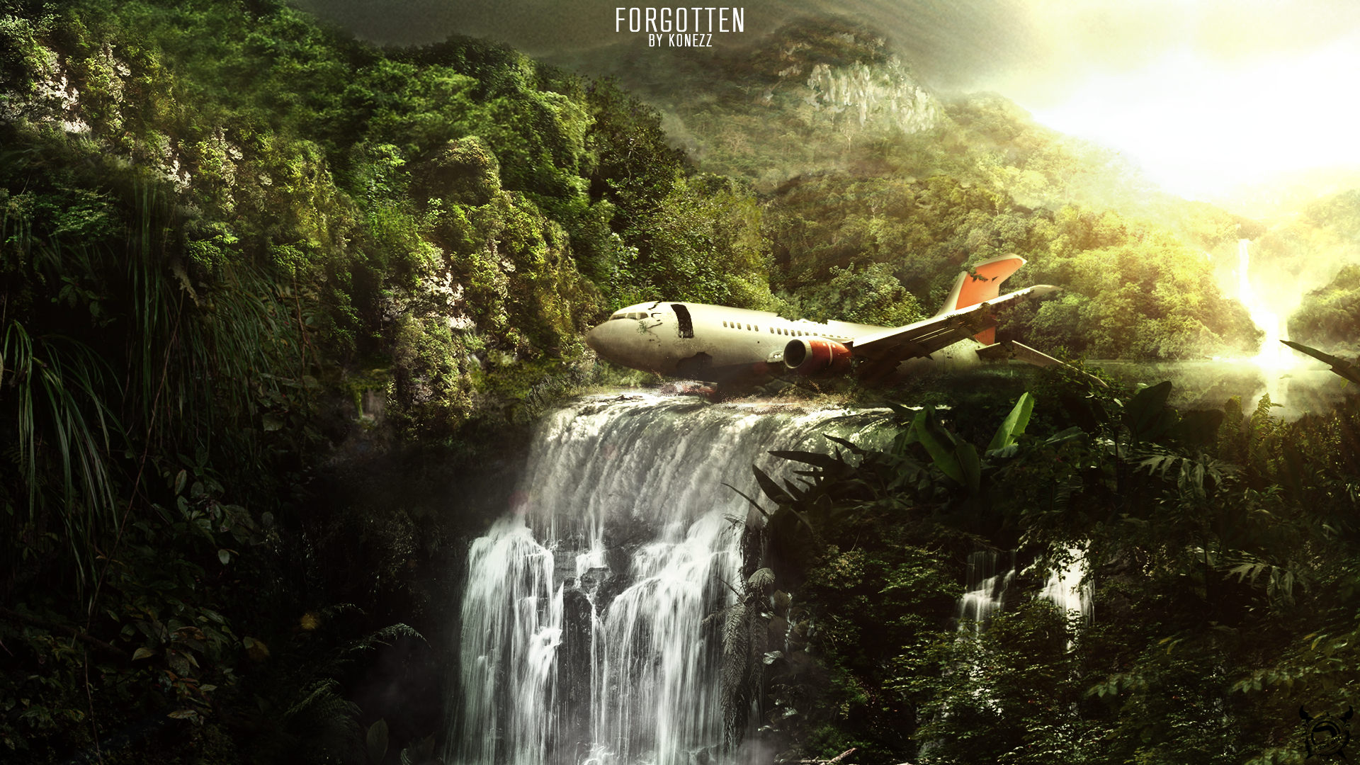Cgi   Dark Tropisch Wasserfall Dschungel Airplane Sunlight Wallpaper - Dschungel Hintergrund, Transparent background PNG HD thumbnail