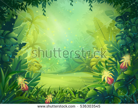 Vector Cartoon Illustration Background Morning Jungle Stock Vektorgrafik 536303545   Shutterstock - Dschungel Hintergrund, Transparent background PNG HD thumbnail