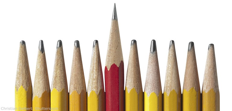 One Sharp Red Pencil In The Middle Of Ten Dull Yellow Pencils - Dull Pencil, Transparent background PNG HD thumbnail
