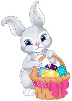 Easter Bunny With Egg Basket Png Clip Art Image - Easter Basket Bunny, Transparent background PNG HD thumbnail