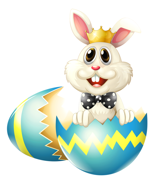 Easter Bunny With Crown Png Clipart Picture - Easter Bunny With Eggs, Transparent background PNG HD thumbnail