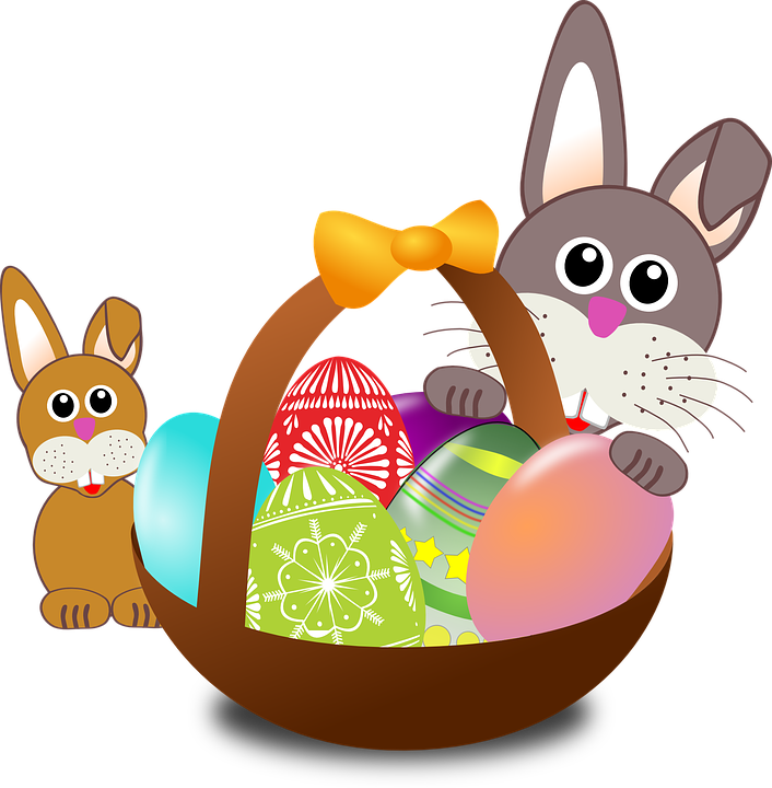 Easter, Bunnies, Eggs, Basket, Decorated, Celebration - Easter Day, Transparent background PNG HD thumbnail