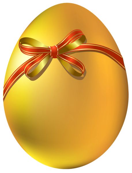 Gold Easter Egg With Red Bow Png Clipart - Easter Eggs, Transparent background PNG HD thumbnail