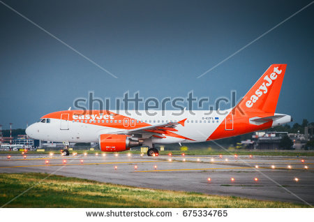 An Easyjet Commercial Airplane Lands At Milanu0027S - Easyjet Vector, Transparent background PNG HD thumbnail