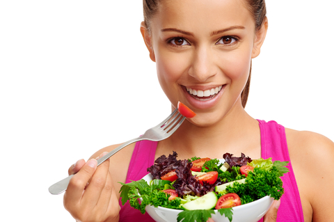 Eat Healthy Food Png - Fit Woman Eating Salad, Transparent background PNG HD thumbnail
