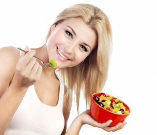 woman eating healthy food to 