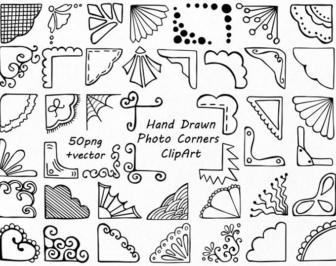 Hand Gezeichnet Foto Ecken Clipart, Doodle Ecken Clipart Grafik, Foto  - Ecken Verzierungen, Transparent background PNG HD thumbnail