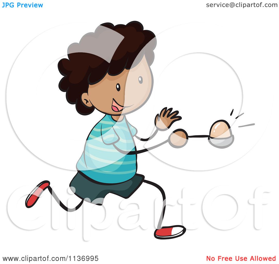 Cartoon Of A Black Boy Competing In An Egg And Spoon Race   Royalty Free Vector Clipart By Graphics Rf - Egg And Spoon Race, Transparent background PNG HD thumbnail