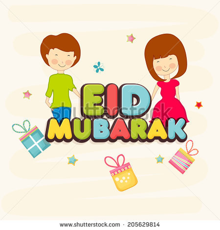 Muslim community festival Eid Mubarak celebrations greeting card designwith colorful text and cute kids on, Eid Celebration For Kids PNG - Free PNG