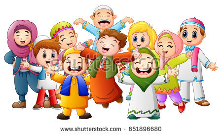 Vector Illustration Of Happy Kids Celebrate For Eid Mubarak - Eid Celebration For Kids, Transparent background PNG HD thumbnail