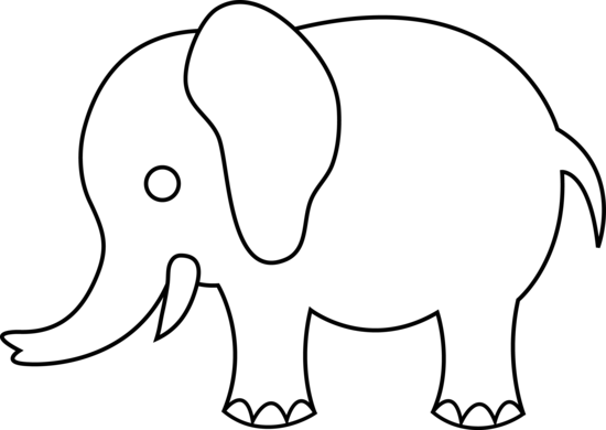 Elephant Graphic | Cute Elephant Line Art   Free Clip Art - Elephant Outline, Transparent background PNG HD thumbnail