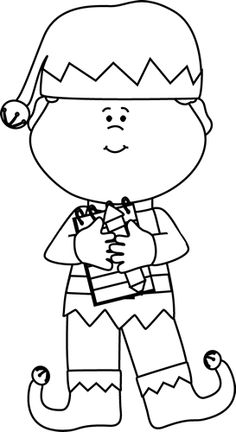 Black And White Black And White Boy Christmas Elf - Elf Black And White, Transparent background PNG HD thumbnail