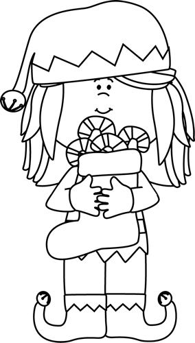 Black And White Black And White Girl Christmas Elf - Elf Black And White, Transparent background PNG HD thumbnail