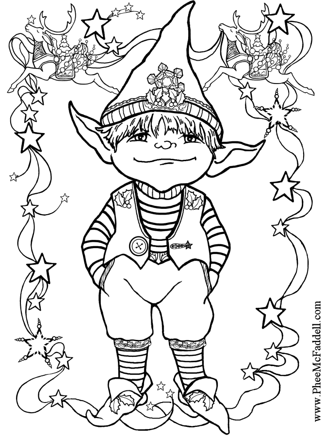 Little Elf 1 Black And White Coloring And Craft Pages. Www.pheemcfaddell Pluspng.com - Elf Black And White, Transparent background PNG HD thumbnail