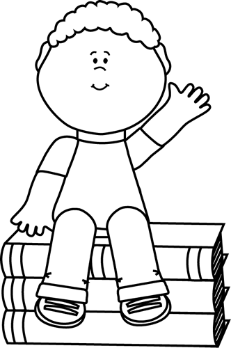 Black And White Boy Sitting On Books And Waving Clip Art   Black And White Boy - Elisi Black And White, Transparent background PNG HD thumbnail