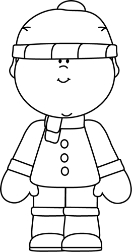 Black And White Winter Boy Clip Art   Black And White Winter Boy Image - Elisi Black And White, Transparent background PNG HD thumbnail