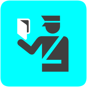 Immigration Police In Bright Blue Clip Art - Emigration, Transparent background PNG HD thumbnail
