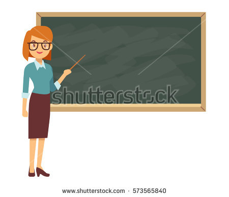 Young Female Teacher On Lesson At Blackboard In Classroom. Teacher With Pointer, Teacher Showing - English Teacher, Transparent background PNG HD thumbnail